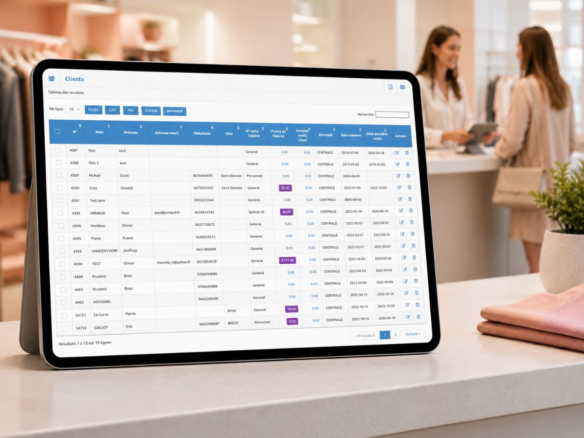 Logiciel de caisse sur tablette dans une boutique de pr�t-�-porter
