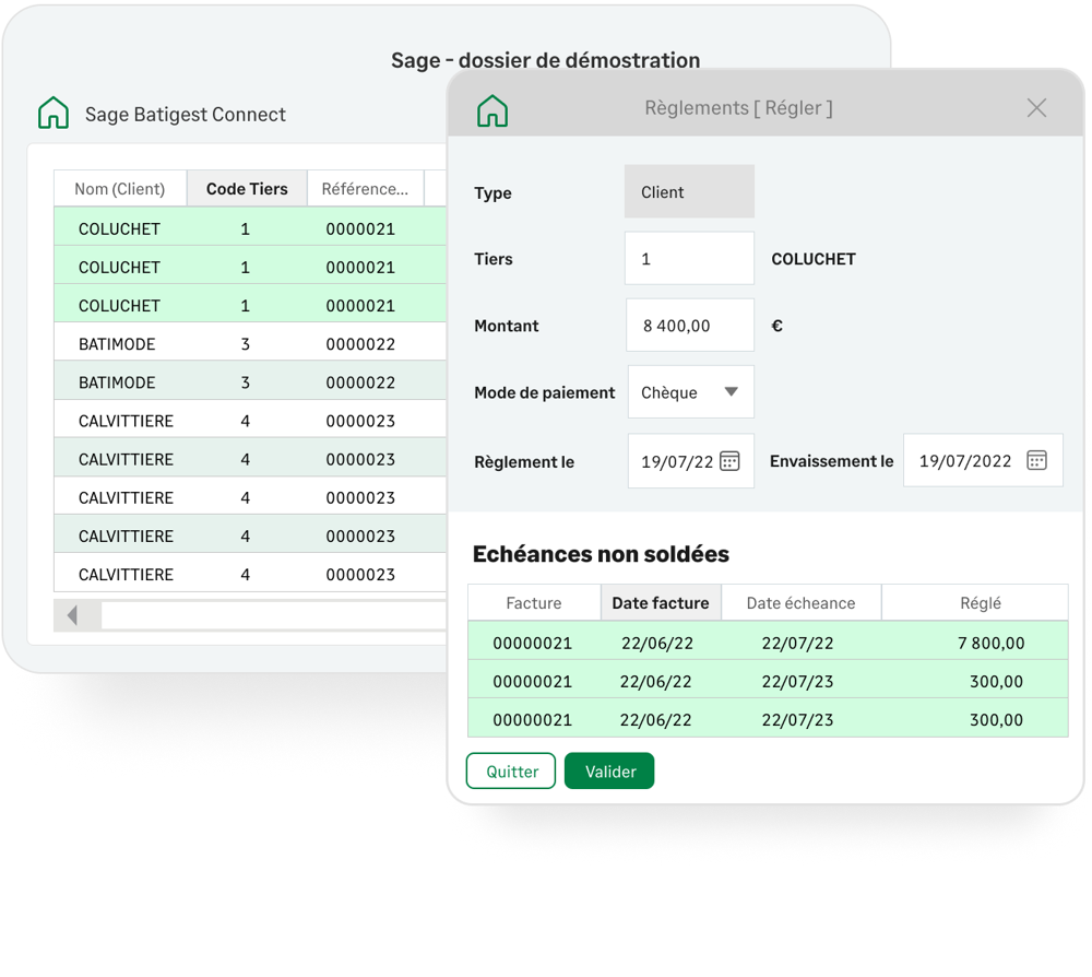 Gestion des règlements et relances dans Sage Batigest Connect